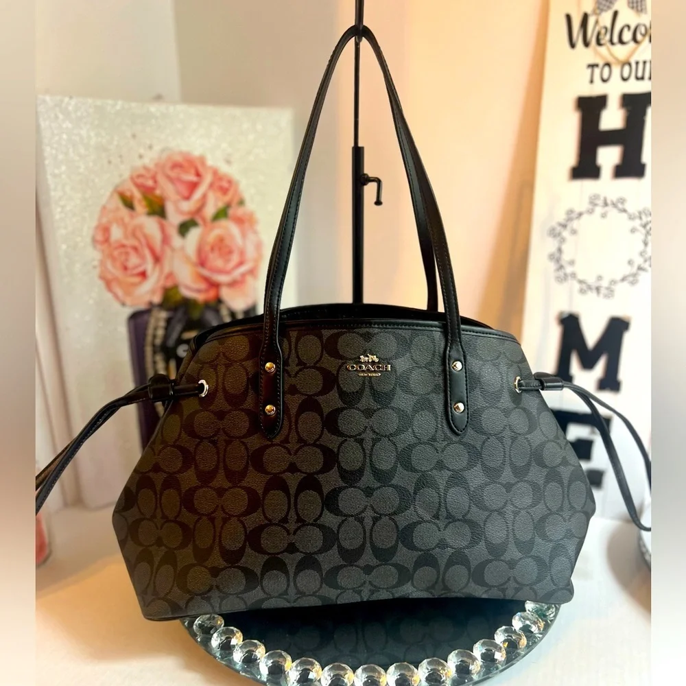 Coach F57842 Signature Drawstring Carryall Shoulder Bag